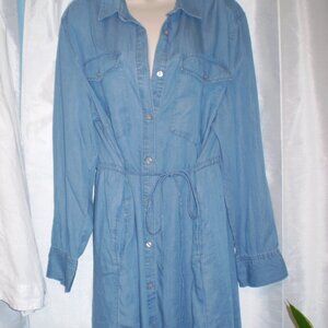 NWT TERRA&SKY LIGHTWEIGHT DENIM DRESS WITH SASH SZ 1X